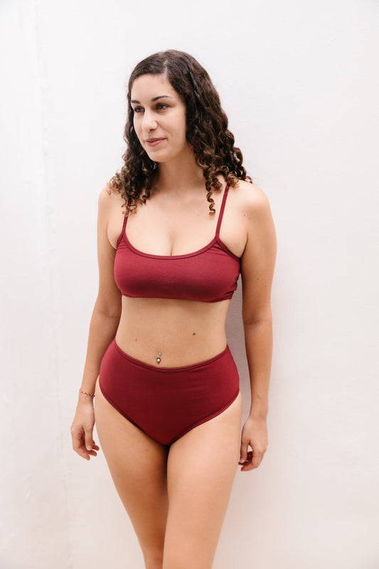 Bralette + High Waist Undie - Wine