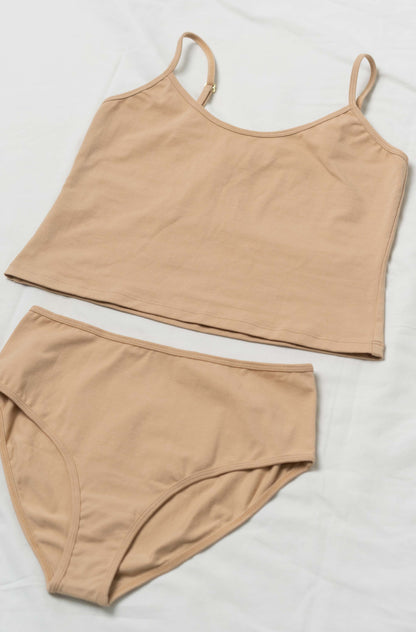 Cami + High Waist Undie - Nude